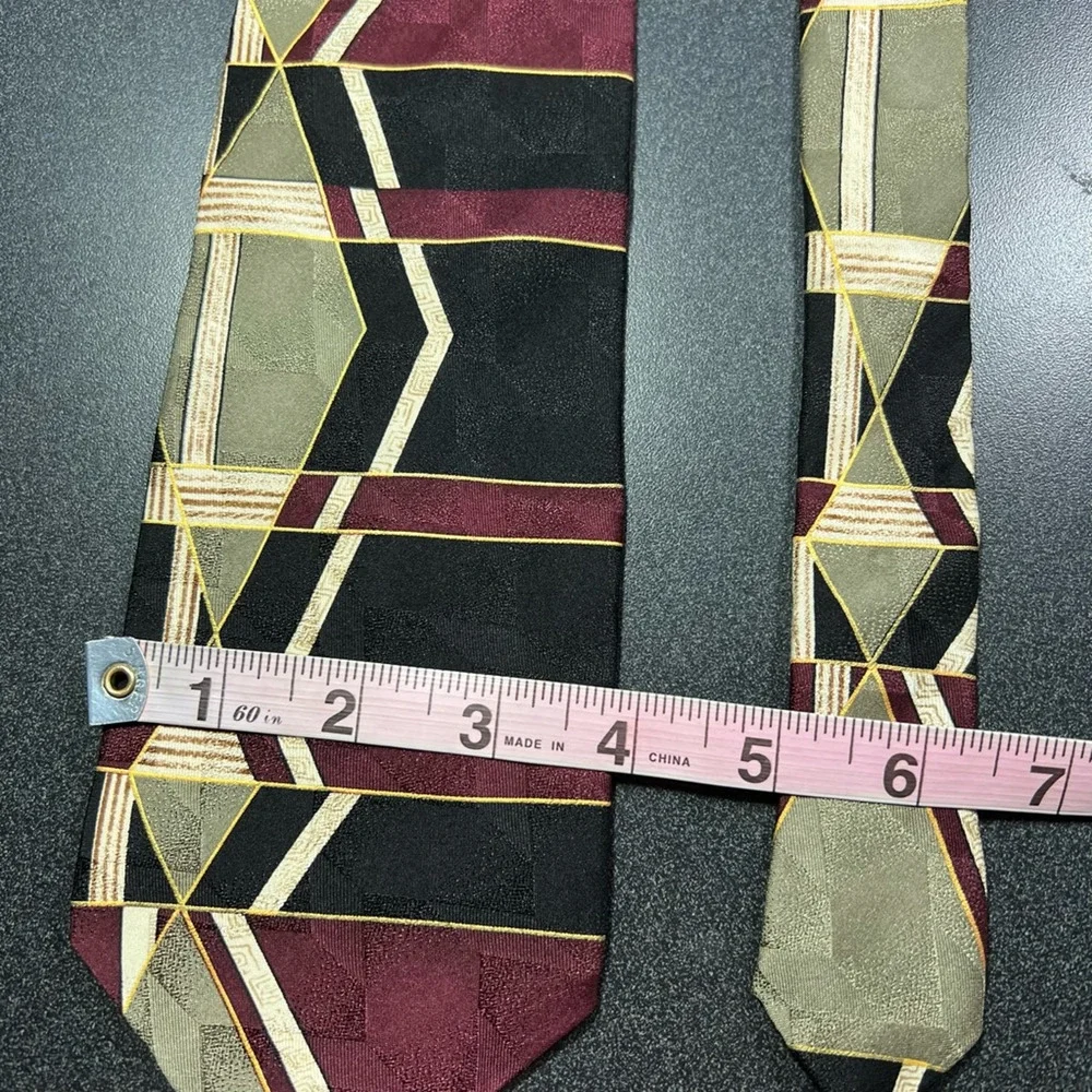 Vauda Mazzeo Mens Tie Necktie Multicolor Geometric 100% Silk Abstract Classic